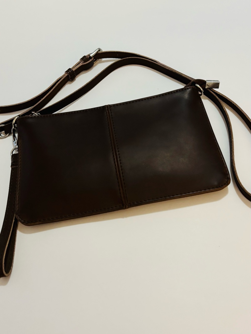 BEFEN  Dark Brown Leather Crossbody Wristlet